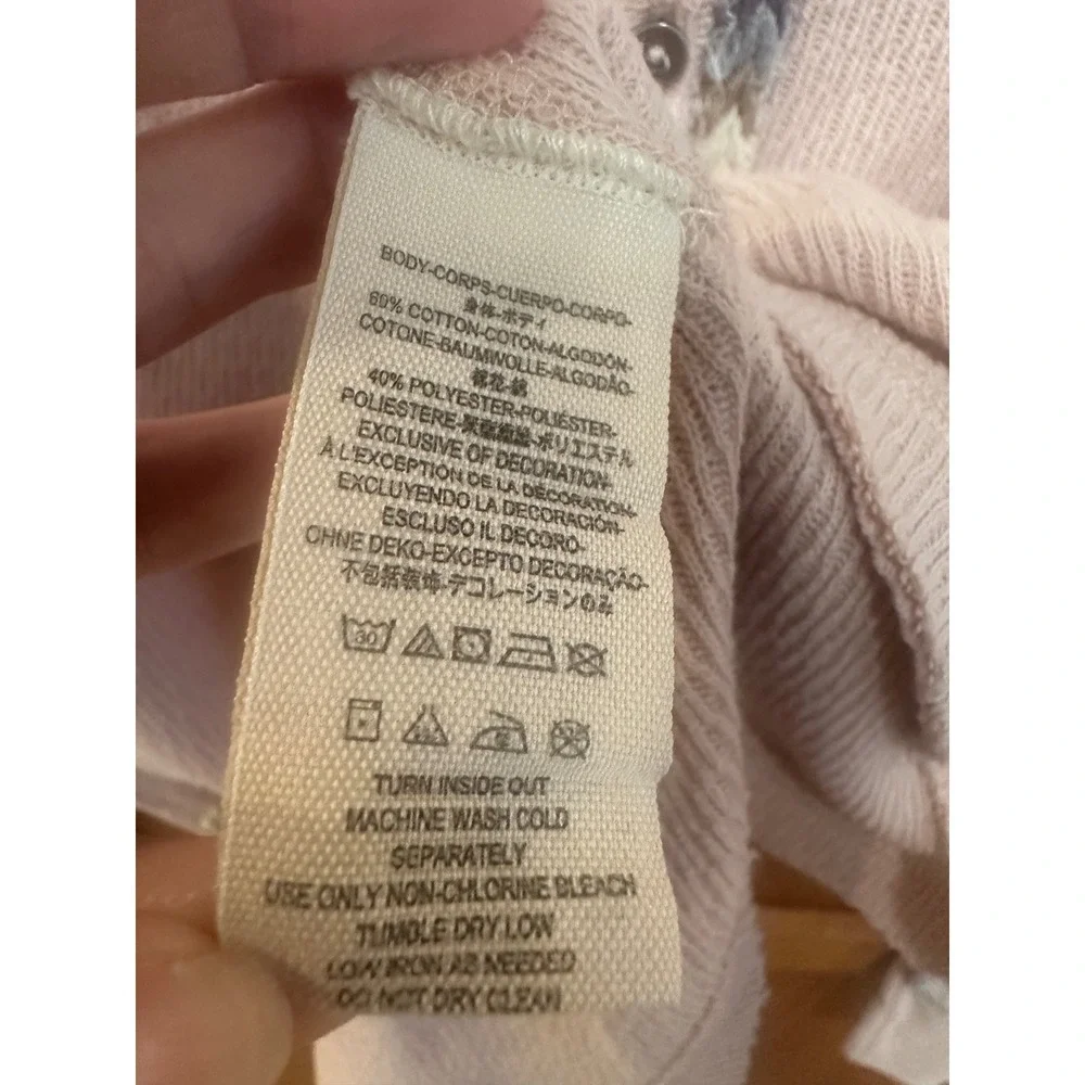 Free People We The Free Pink Waffle Knit Henley Thermal Top Medium boho